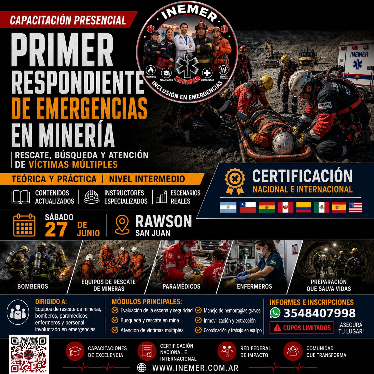 Primer Respondiente en Emergencias y Rescate en Minería - San Juan - Argentina